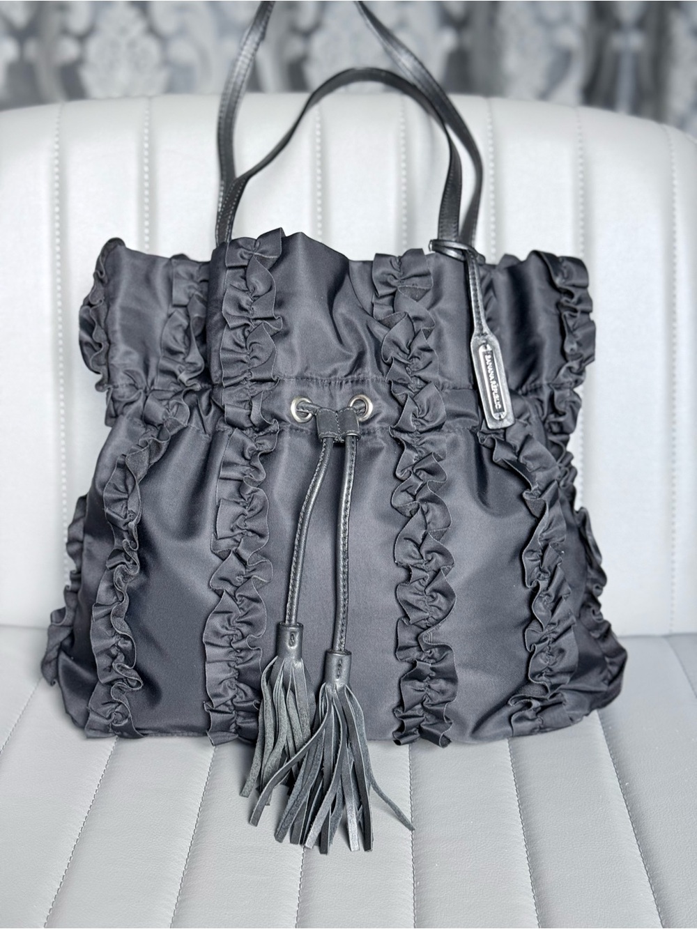 Banana Republic NWOT Oversized Black Ruffled Tote Shoulder Bag
